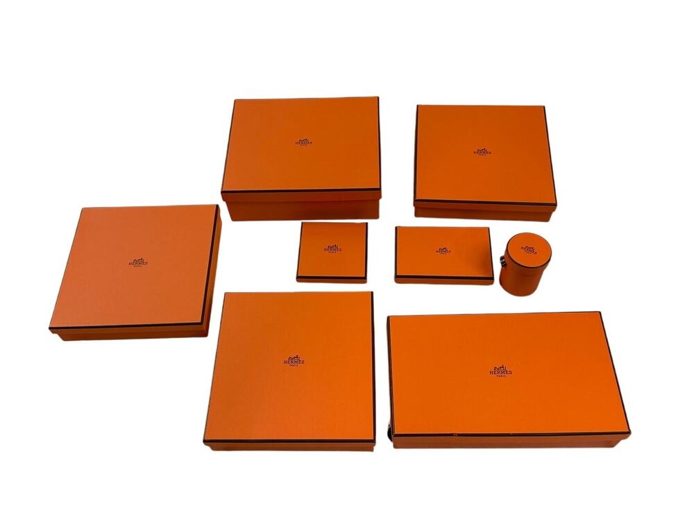 Hermès Empty Orange Gift Boxes Lot of 8 Mixed Sizes Authentic Packaging